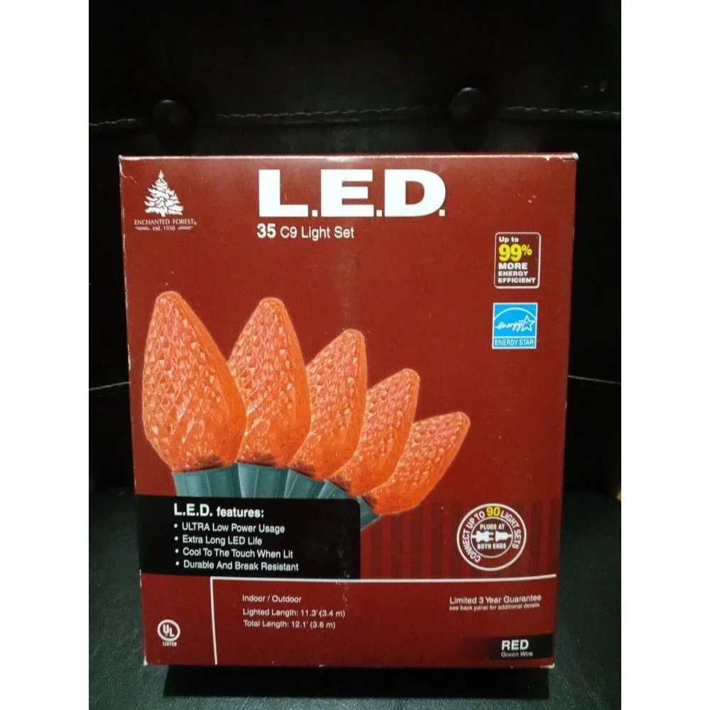 35 LED Christmas Light Set C9 Indoor Outdoor Home Holiday Party String Light RED